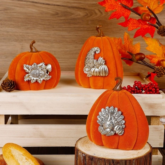 3 Pack Pumpkins; Thanksgiving Table Top Decorations. New in Box. - Picture 2 of 6